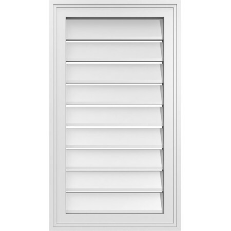 Ekena Millwork Vertical Surface Mount PVC Gable Vent: Functional, w/ 2"W x 1-1/2"P Brickmould Frame, 16"W x 28"H GVPVE16X2802SF